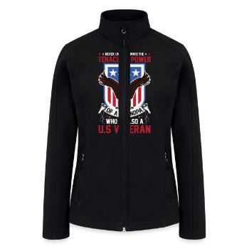USA Flag Grandpa US Veteran Dad Gift Ideas - Women’s Soft Shell Jacket - black - Front