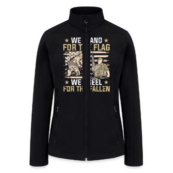 We Stand For The Flag USA Veteran Dad Grandpa Gift - Women’s Soft Shell Jacket - black - Front