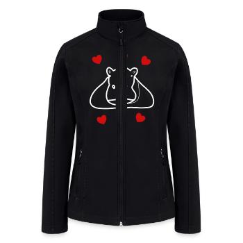 HIPPOPOTAMUS with heart valentine love day - Women’s Soft Shell Jacket - black - Front