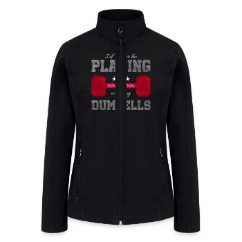 Weightlifting Jokes Playing With Dumbells - Women’s Soft Shell Jacket - black - Front