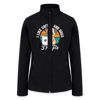 I like coffee and dogs and maybe 3 people - Women’s Soft Shell Jacket - black - Front