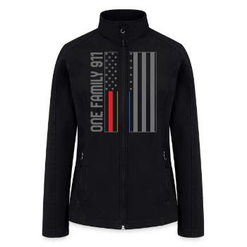 Dispatcher Shirt, One Family 911 USA Flag Red - Women’s Soft Shell Jacket - black - Front