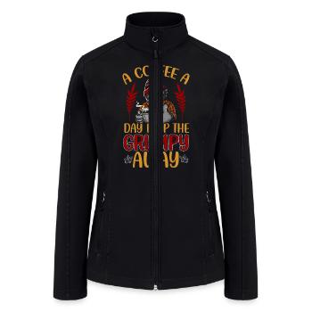 A coffee a day keep the grumpy away - Women’s Soft Shell Jacket - black - Front