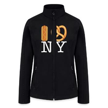 I Hot Dog Bun Pretzel Love Ny Funny Hotdog Pretzel - Women’s Soft Shell Jacket - black - Front