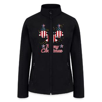 Chistmas Season Christmas Tree American Flag - Women’s Soft Shell Jacket - black - Front