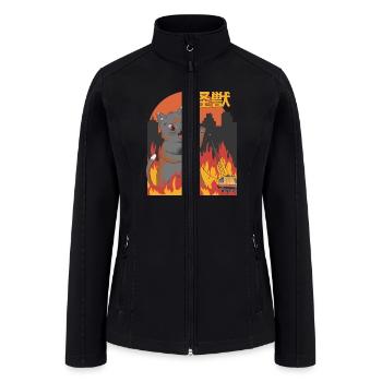 Catzilla Sunset Giant Cat Japanese - Women’s Soft Shell Jacket - black - Front