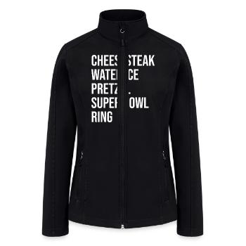 Cheesesteak Water Ice Pretzel Super Bowl Ring - Women’s Soft Shell Jacket - black - Front