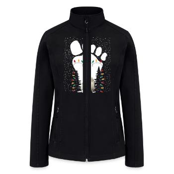 Bigfoot Christmas Tree Lights Sasquatch Loch Ness - Women’s Soft Shell Jacket - black - Front
