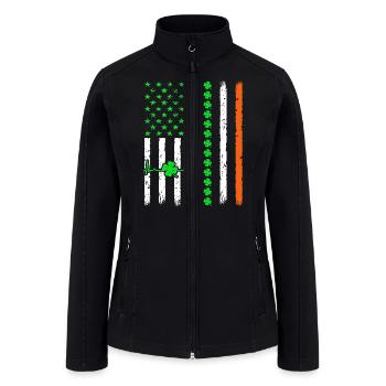 Irish American Flag Ireland St Patrick s Day Lucky - Women’s Soft Shell Jacket - black - Front