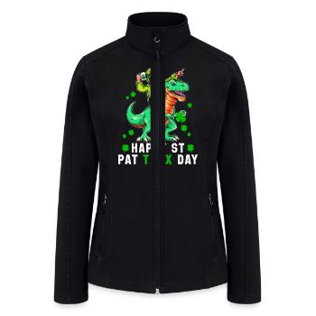 Kids Happy St Pat Trex Day Dino St Patrick s Day - Women’s Soft Shell Jacket - black - Front