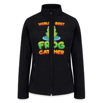 Frog Hunter Boys Girls Kids World s Best Frog Cat - Women’s Soft Shell Jacket - black - Front