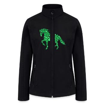 Horse Shamrock Horseback Riding Equestrian, Patric - Women’s Soft Shell Jacket - black - Front