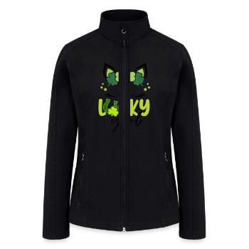 St Saint Patrick s Day Irish Unicorn Face Shamroc - Women’s Soft Shell Jacket - black - Front