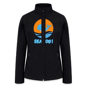 Whale in the sea greeting - "Sea you!" - Women’s Soft Shell Jacket - black - Front
