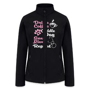 Nurse Dog Coffee Hoodie Cute Paw Print For A Nurse - Women’s Soft Shell Jacket - black - Front