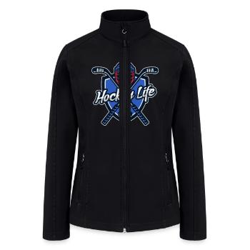 Hockey Life | Ice Hockey Stick Puck and Helmet - Women’s Soft Shell Jacket - black - Front