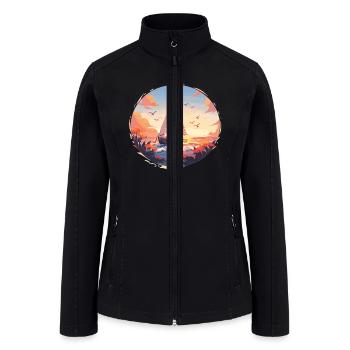 Sail Sailing Boat Sunset Sailing - Women’s Soft Shell Jacket - black - Front