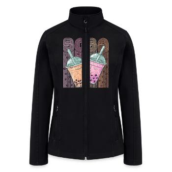 Boba Tea Design Bubbles Bubble Tea Retro Boba - Women’s Soft Shell Jacket - black - Front