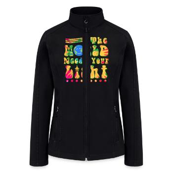 Retro Tie Dye Groovy Positive Quote Hippie - Women’s Soft Shell Jacket - black - Front