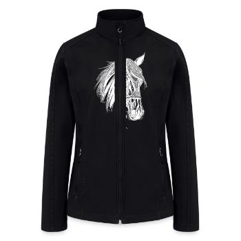Racy Stallion Horse Horse Dressage Equestrian - Women’s Soft Shell Jacket - black - Front