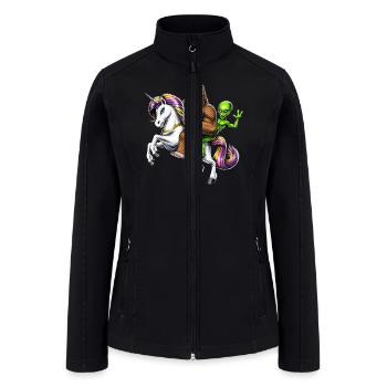 Bigfoot Alien Riding Unicorn - Women’s Soft Shell Jacket - black - Front