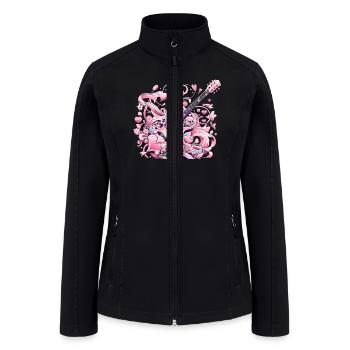 Retro Style Guitar for Guitarists - Women’s Soft Shell Jacket - black - Front