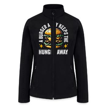 A Burger A Day Keeps The Hunger Away Funny - Women’s Soft Shell Jacket - black - Front