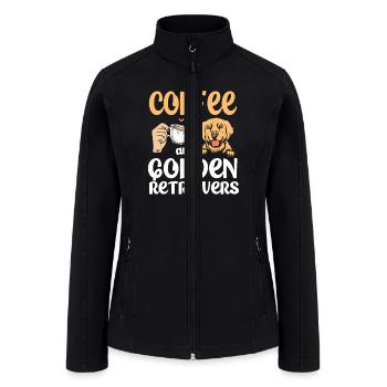 Golden Mom Coffee And Dog Golden Retriever - Women’s Soft Shell Jacket - black - Front