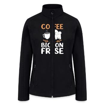 Dog Lover Pet Puppy Coffee And Bichon Frise - Women’s Soft Shell Jacket - black - Front