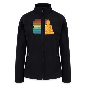 Retro Buddhist Statue Symbol Priest Buddhism - Women’s Soft Shell Jacket - black - Front