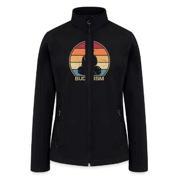 Retro Buddhist Statue Symbol Priest Buddhism - Women’s Soft Shell Jacket - black - Front