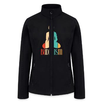 Retro Buddhist Statue Symbol Priest Buddhism - Women’s Soft Shell Jacket - black - Front