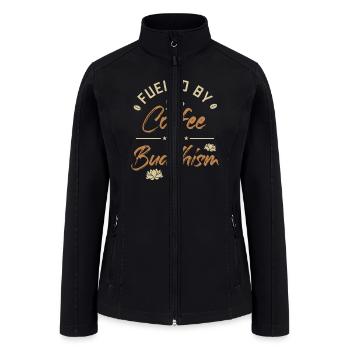 Fueled by Coffee and Buddhism Buddhist Statue - Women’s Soft Shell Jacket - black - Front
