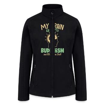 My Brain is 95% Buddhism Buddhist Symbol Statue - Women’s Soft Shell Jacket - black - Front