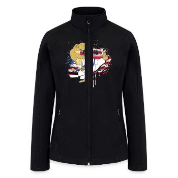 4th Of July US Flag Dino Japanese Martial Art Judo - Women’s Soft Shell Jacket - black - Front
