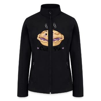 Cute Kawaii Face Cutie Pie - Women’s Soft Shell Jacket - black - Front