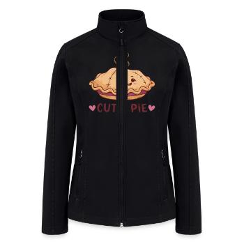 Cute Kawaii Face Cutie Pie - Women’s Soft Shell Jacket - black - Front