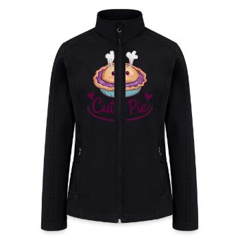 Cute Kawaii Face Cutie Pie - Women’s Soft Shell Jacket - black - Front