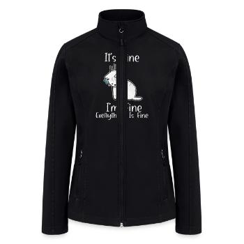 Cute Sad Cat It's Fine, I'm Fine Everything - Women’s Soft Shell Jacket - black - Front