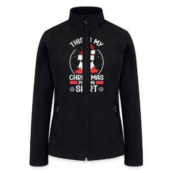 This Is My Christmas Pajama Funny Snowflakes Xmas - Women’s Soft Shell Jacket - black - Front