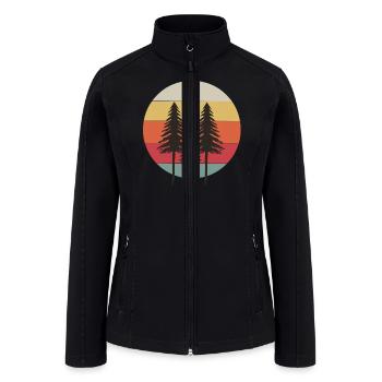 pine tree sunset - nature - Women’s Soft Shell Jacket - black - Front