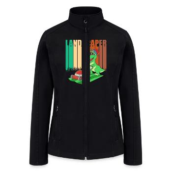 Retro Landscaping Lawn Mowing Dinosaur Landscaper - Women’s Soft Shell Jacket - black - Front