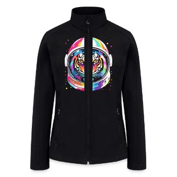 Astronaut Tiger Adventure Vibrant Colorful Space - Women’s Soft Shell Jacket - black - Front