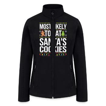 Most Likely To Eat Santas Cookies Xmas - Women’s Soft Shell Jacket - black - Front