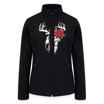 Nurse Heart Anatomy Reindeer Heart Cath Lab RN - Women’s Soft Shell Jacket - black - Front
