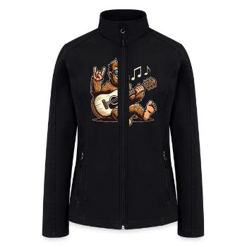 Funny Bigfoot Sasquatch Singing Guitar Playing - Women’s Soft Shell Jacket - black - Front