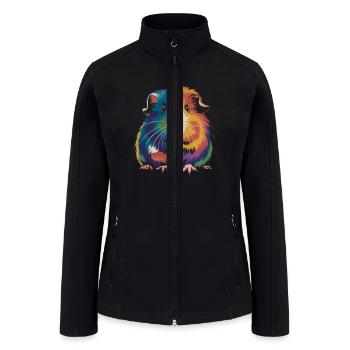 Cute Guinea Pig Rainbow Design for Guinea Pig Love - Women’s Soft Shell Jacket - black - Front