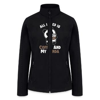 Coffee and my Panda Panda Bear Friend Lover Giant - Women’s Soft Shell Jacket - black - Front
