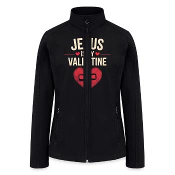 Jesus Is My Valentine - Faith and Love Design - Women’s Soft Shell Jacket - black - Front