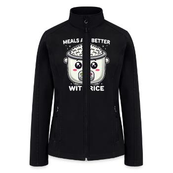 Funny Meals Are Better with Rice Cute Rice Pot - Women’s Soft Shell Jacket - black - Front
